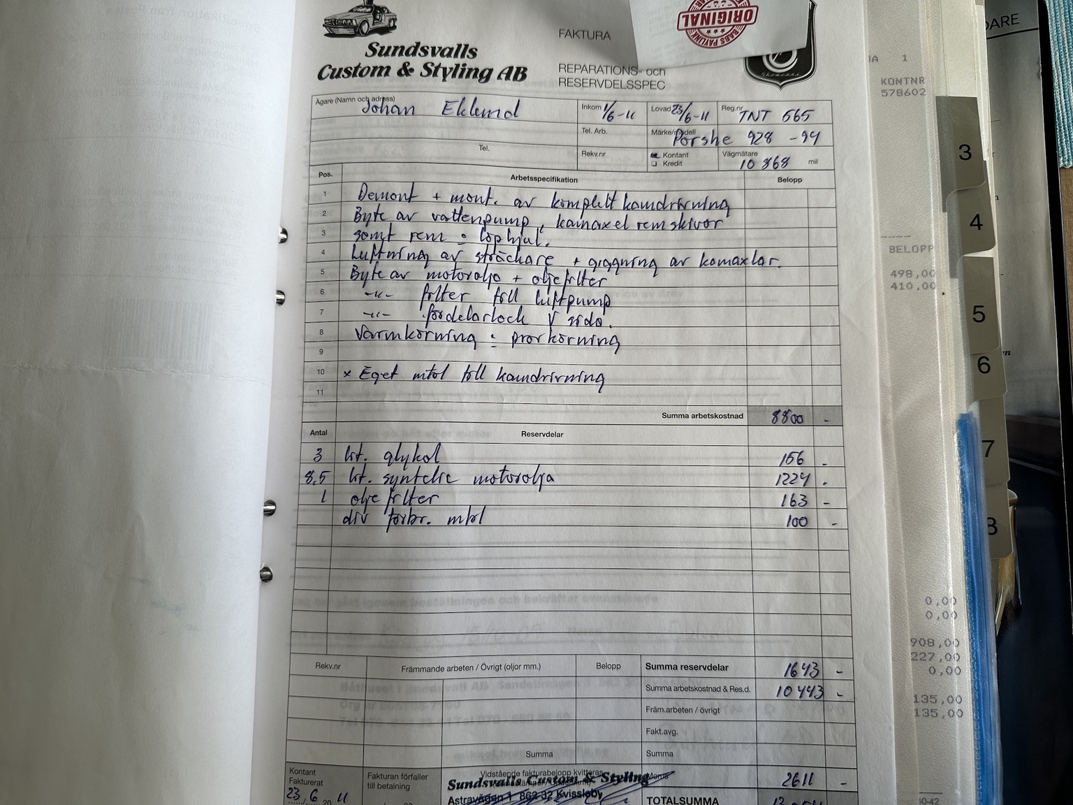 Documentation for 1994 Porsche 928 GTS