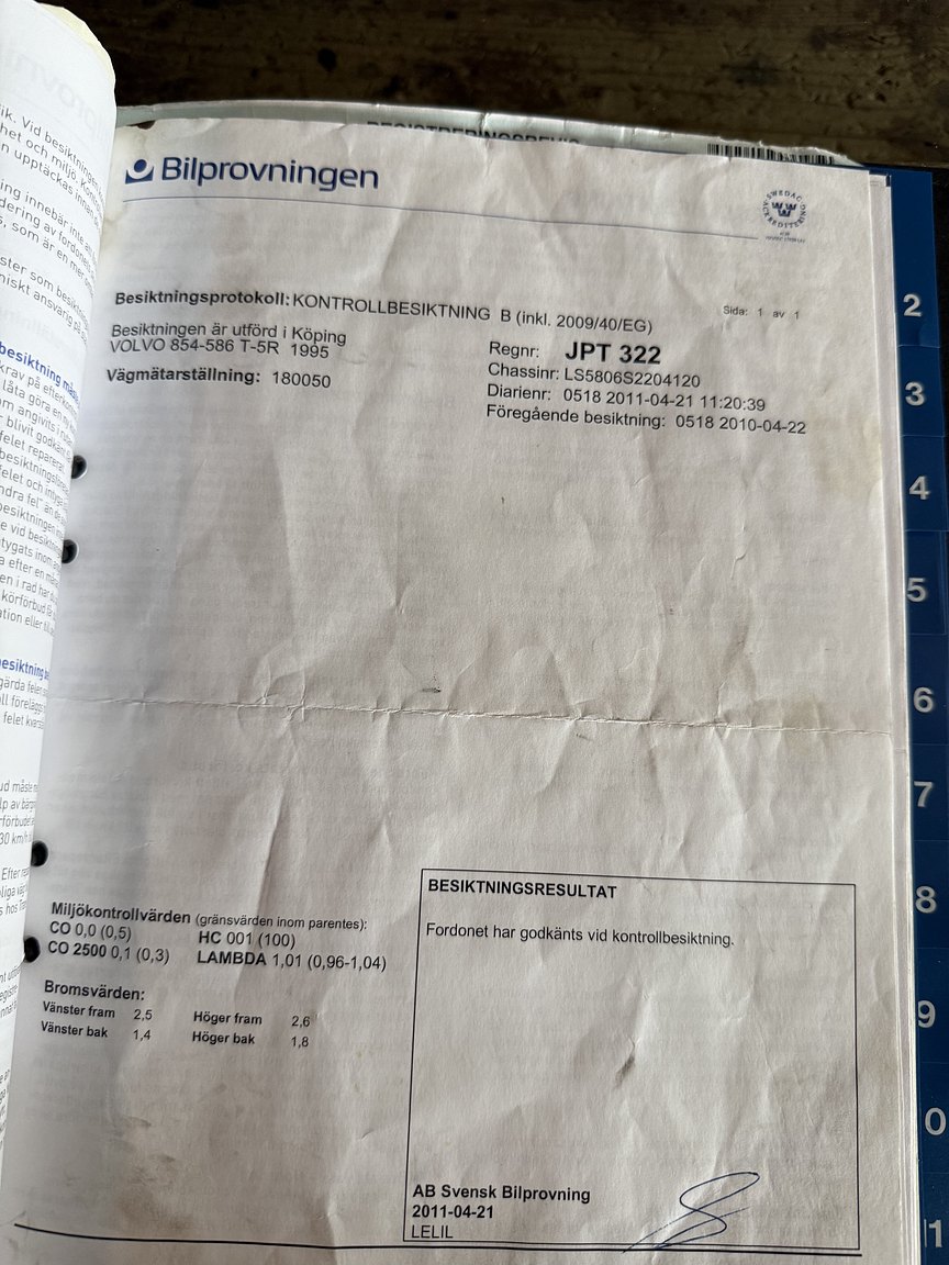 Documentation for 1995 Volvo 850 T-5R