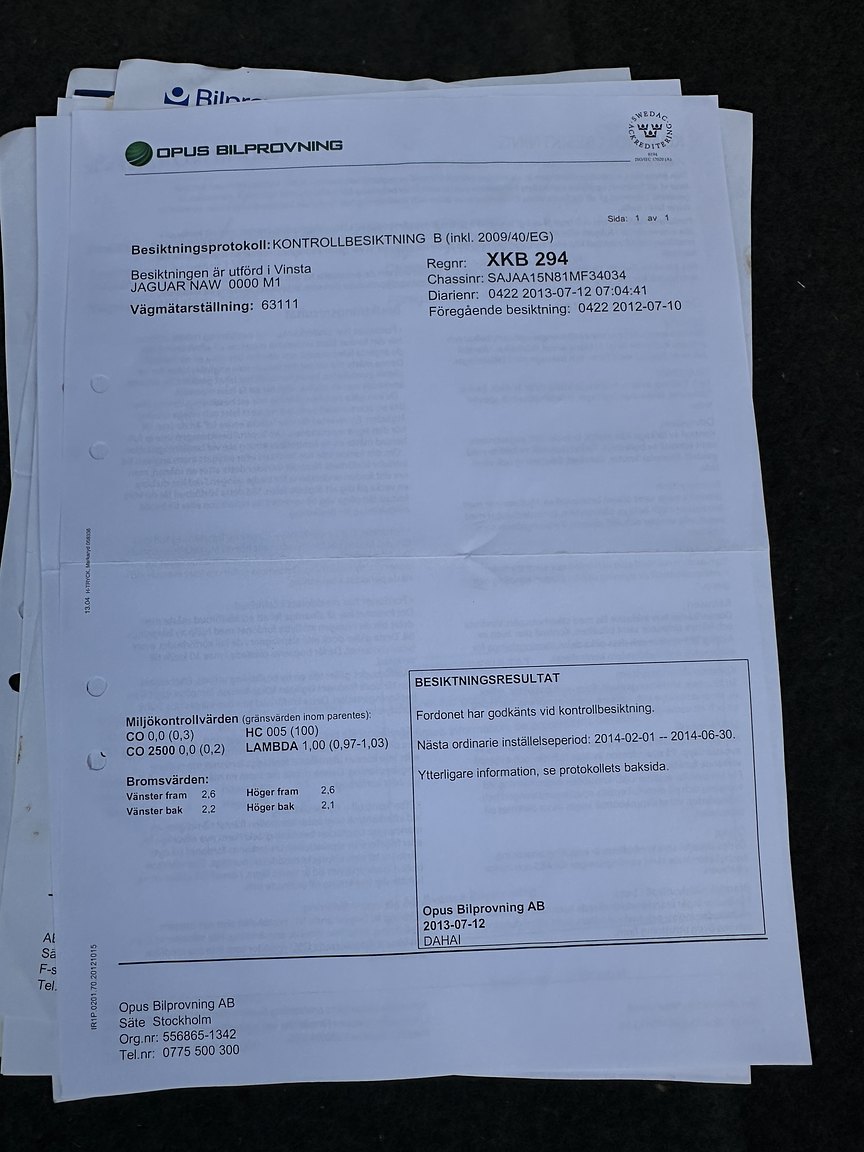 Documentation for 2001 Jaguar XJR