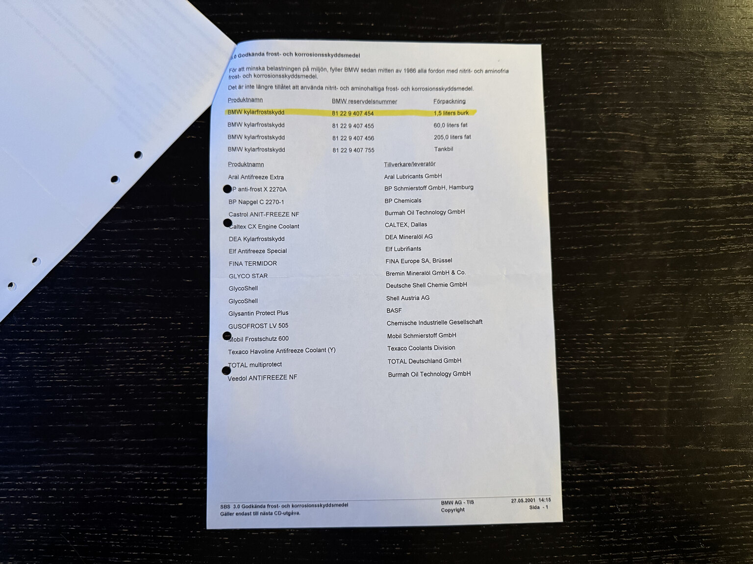 Documentation for 1996 BMW 520i Touring