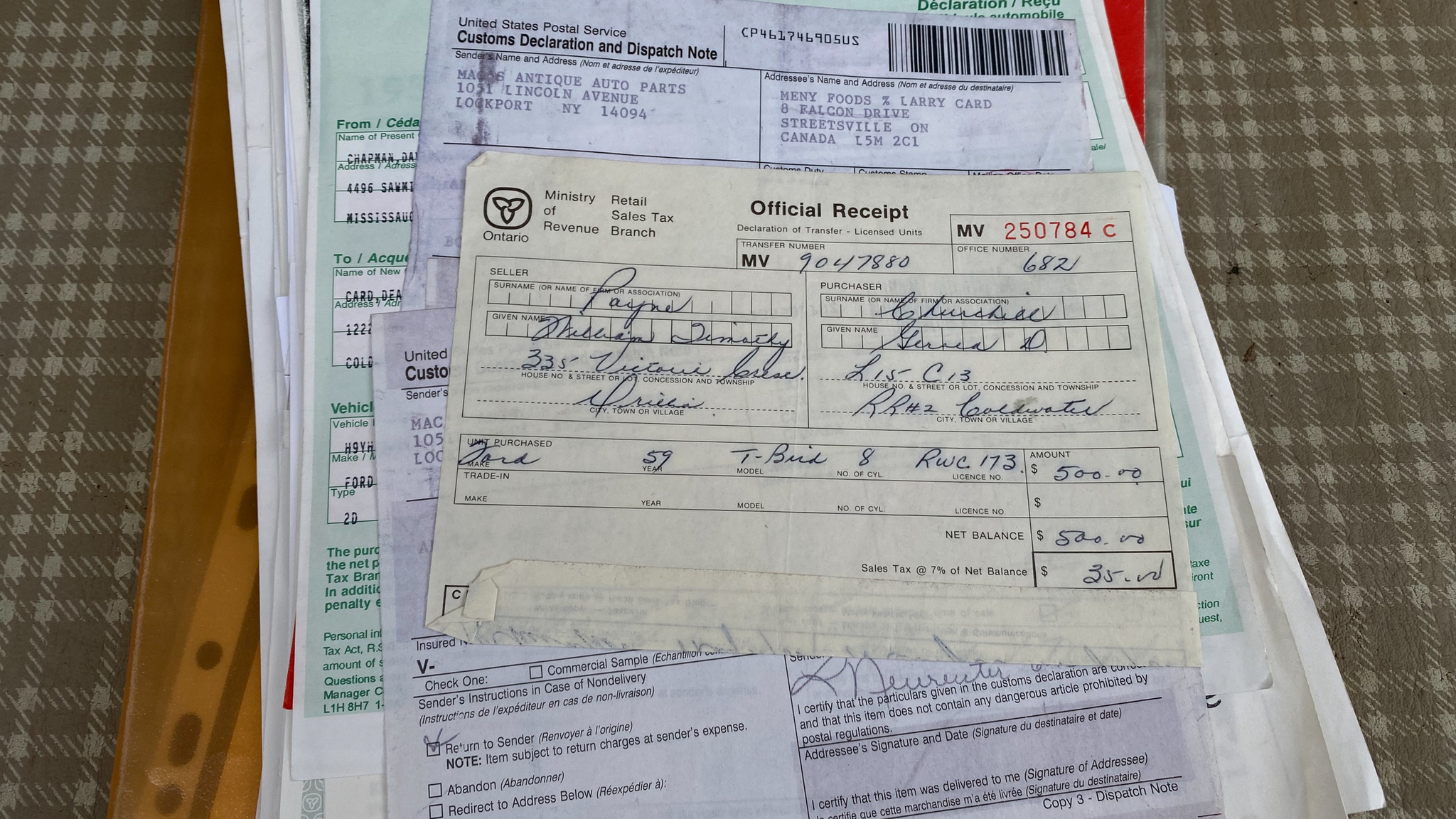 Dokumentation för 1959 Ford Thunderbird hardtop