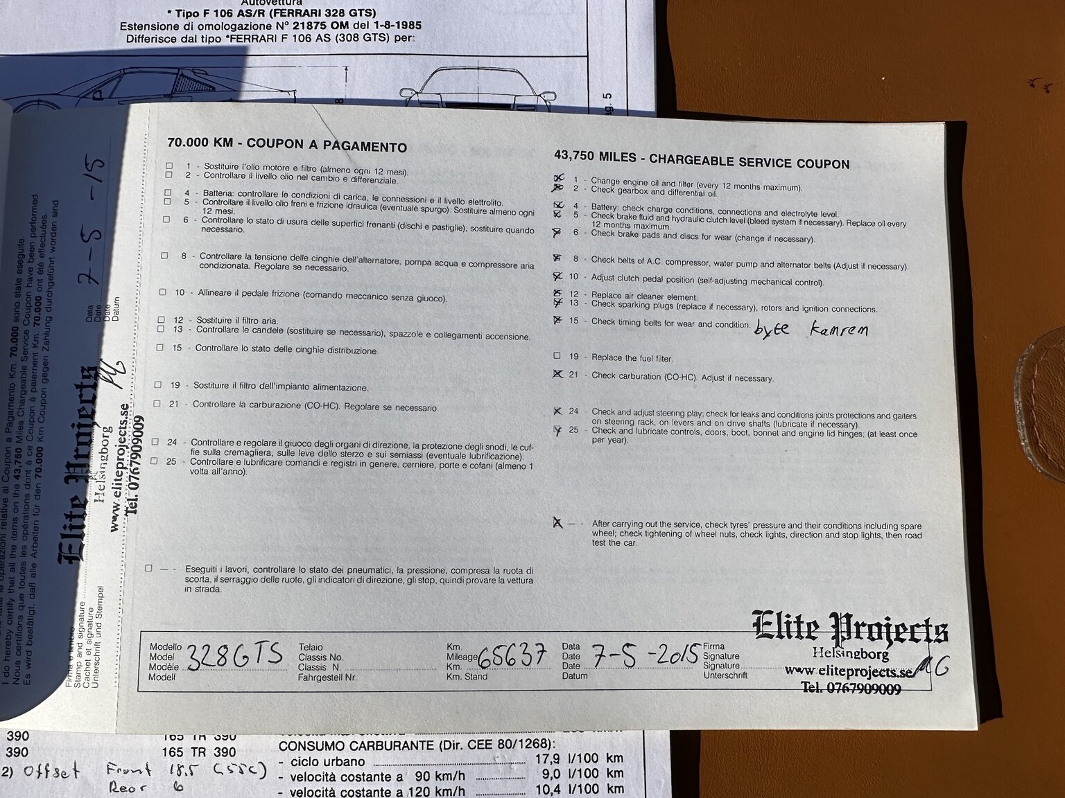 Dokumentation för 1986 Ferrari 328 GTS