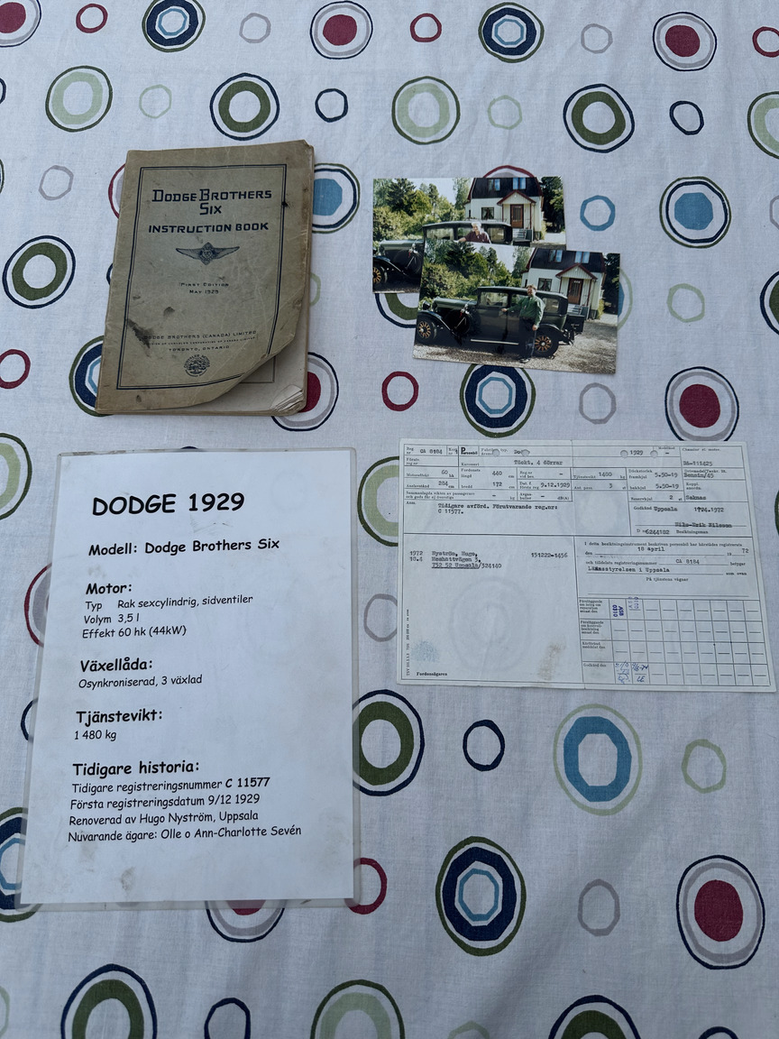 Dokumentation för 1929 Dodge Brother Six