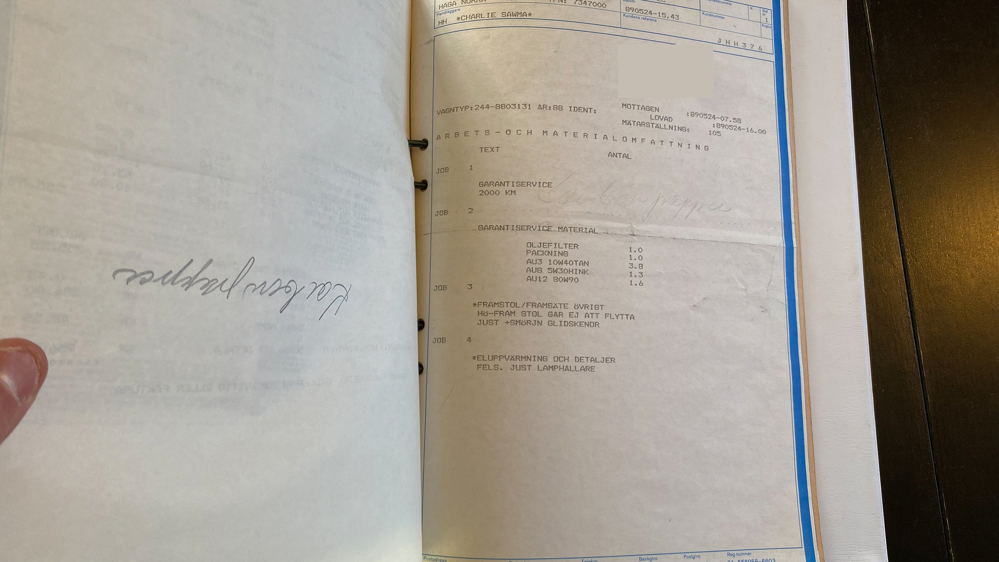 Dokumentation, 1988 Volvo 240 GL