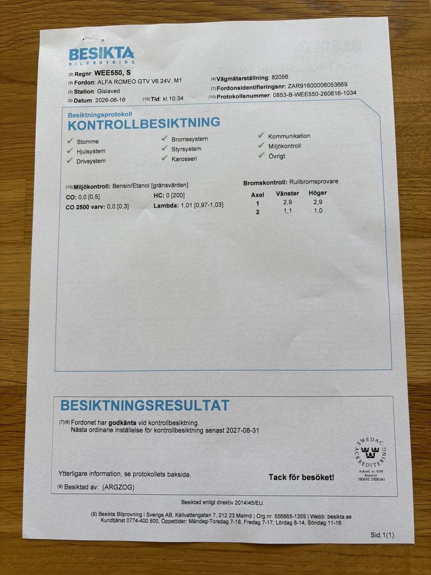 Documentation for 1999 Alfa Romeo GTV V6 3,0 24V (2)