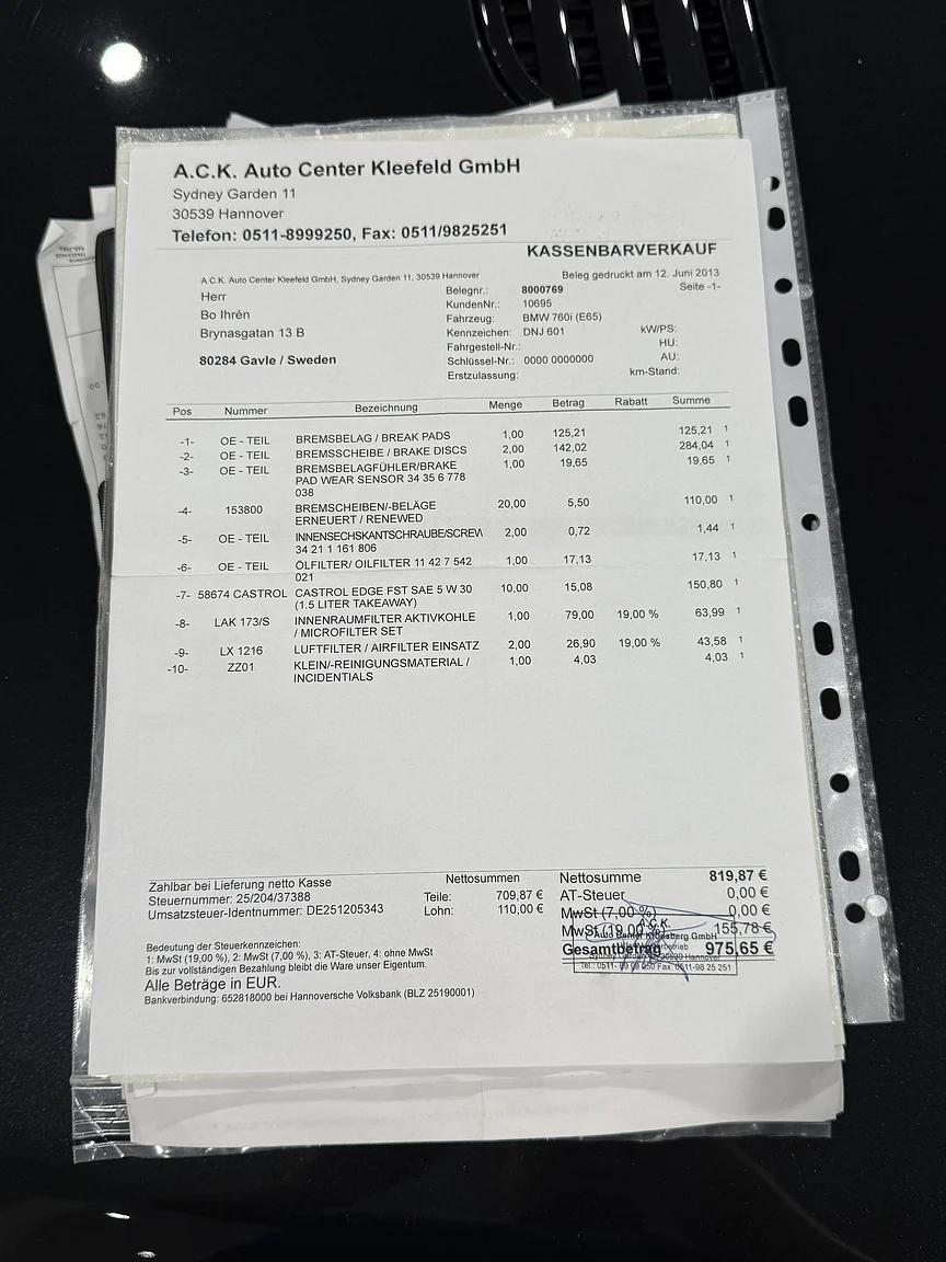 Documentation for 2003 BMW 760i (1)