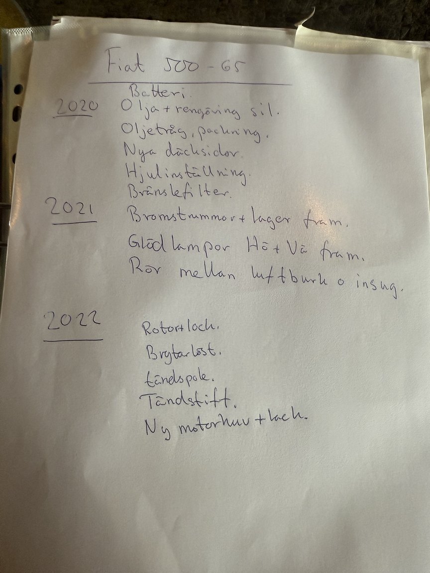 Documentation for 1965 Fiat 500F