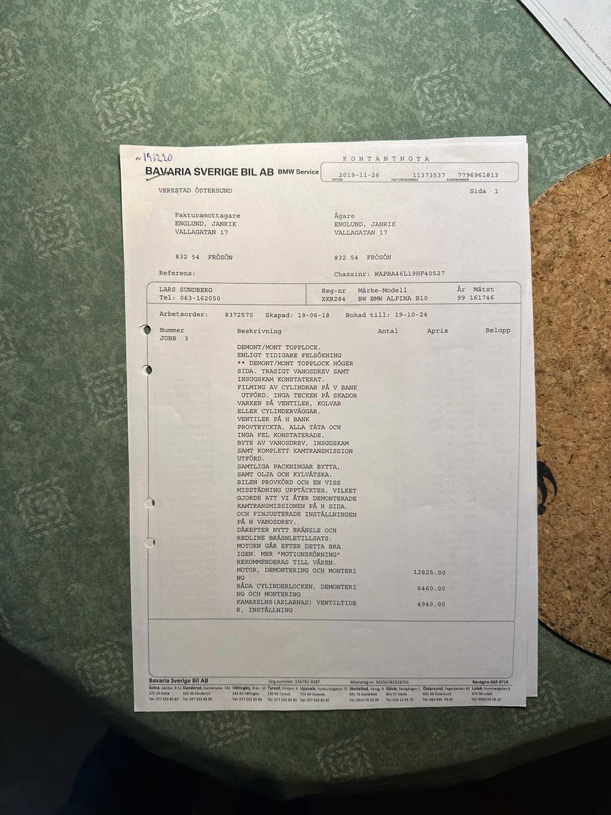 Documentation for 1999 ALPINA B10 V8 (1)