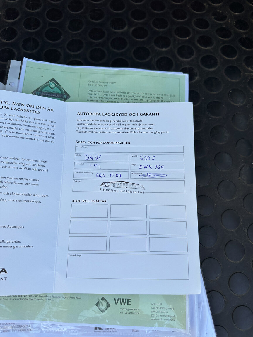 Dokumentation för 1994 BMW 520i E34