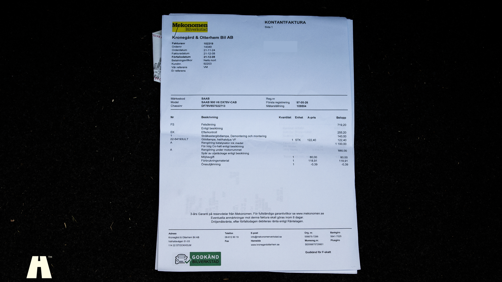 Dokumentation för 1995 SAAB 900 SE V6 Automat