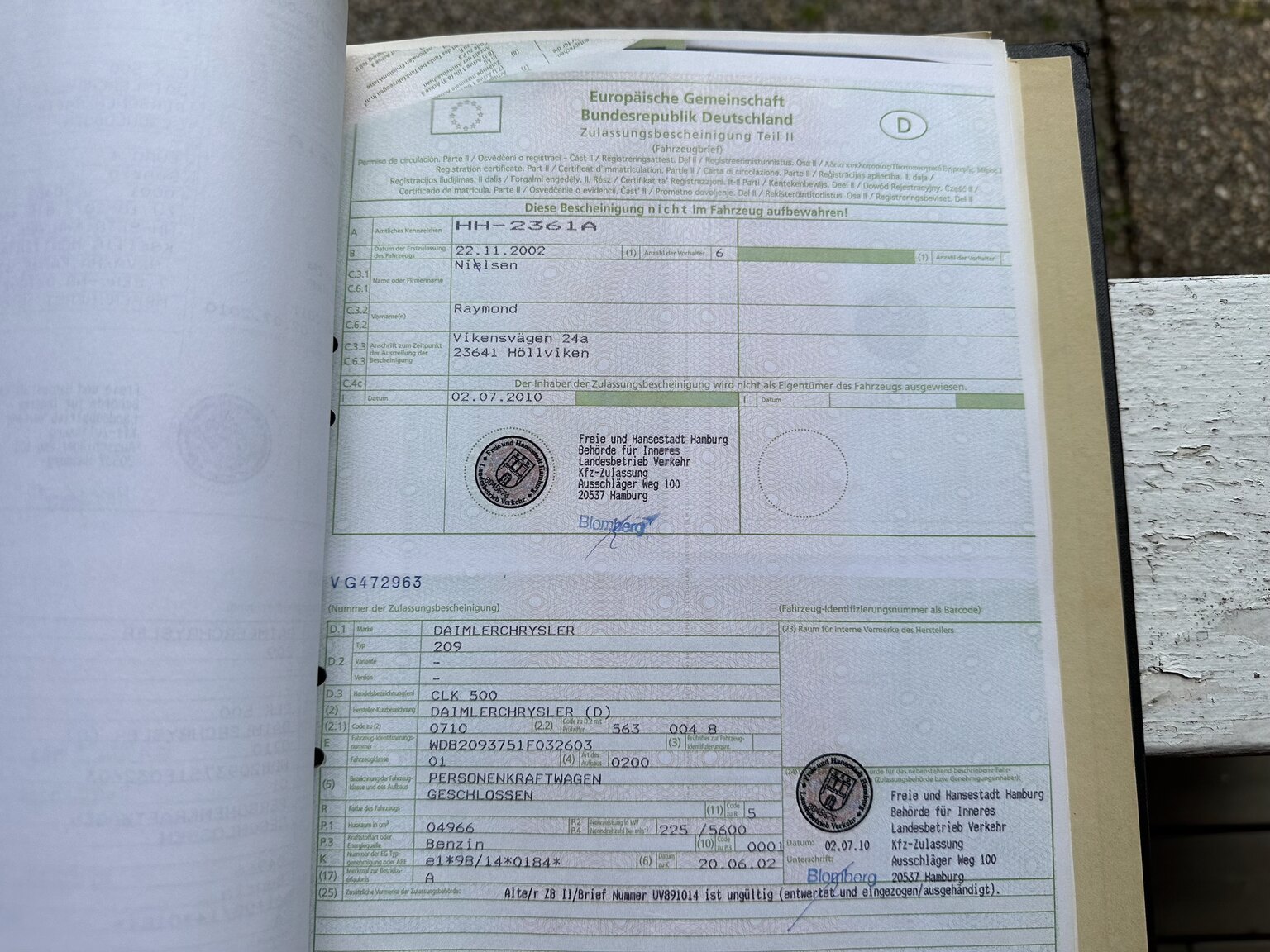 Dokumentation för 2003 Mercedes CLK 500