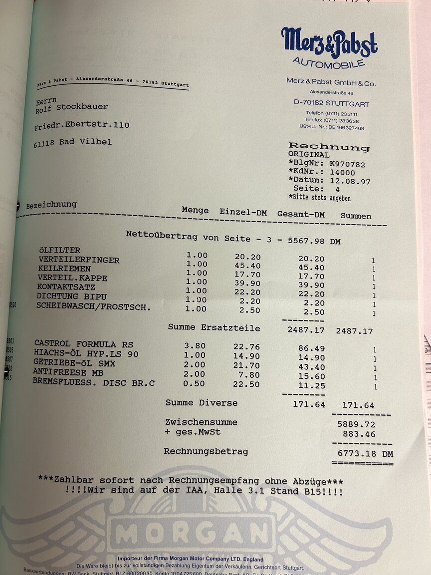 Dokumentation för 1983 Morgan 4/4
