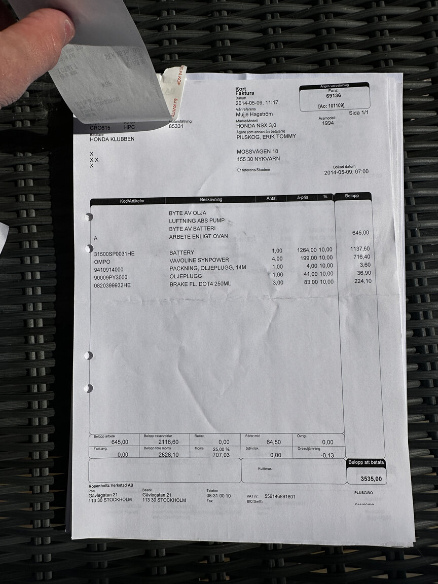 Documentation for 1992 Honda NSX 3.0