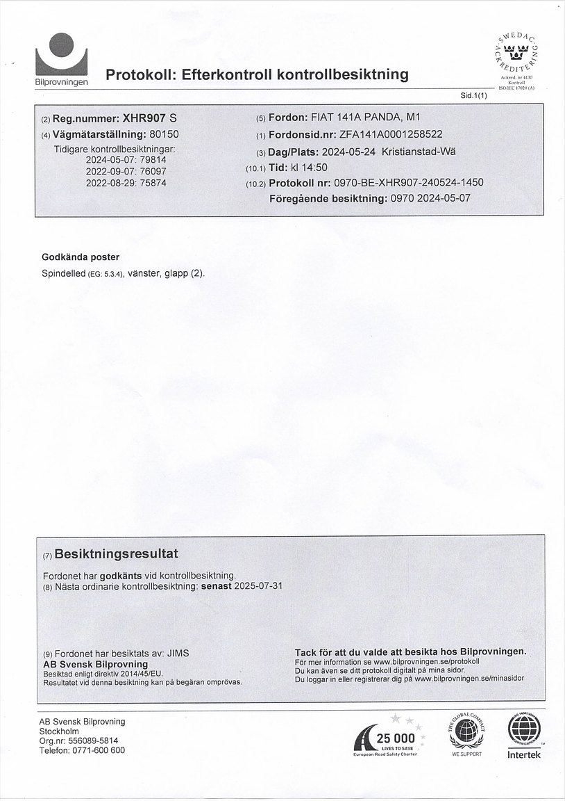 Dokumentation för 1996 Fiat Panda CLX Selecta Tetto Apribile