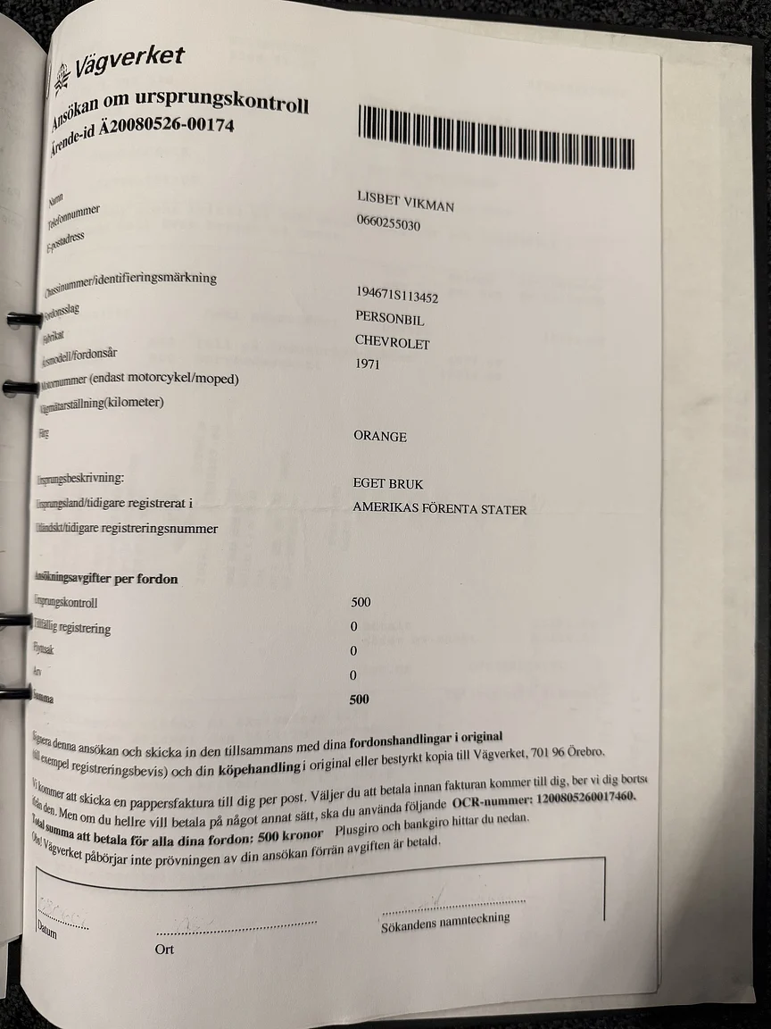 Dokumentation, 1971 Chevrolet Corvette Stingray Special 598 cui V8 795 hk (120)