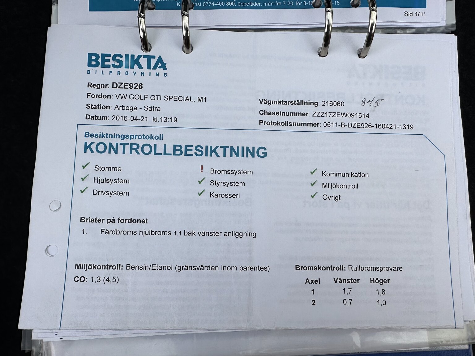 Dokumentation för 1984 Volkswagen Golf GTI Special