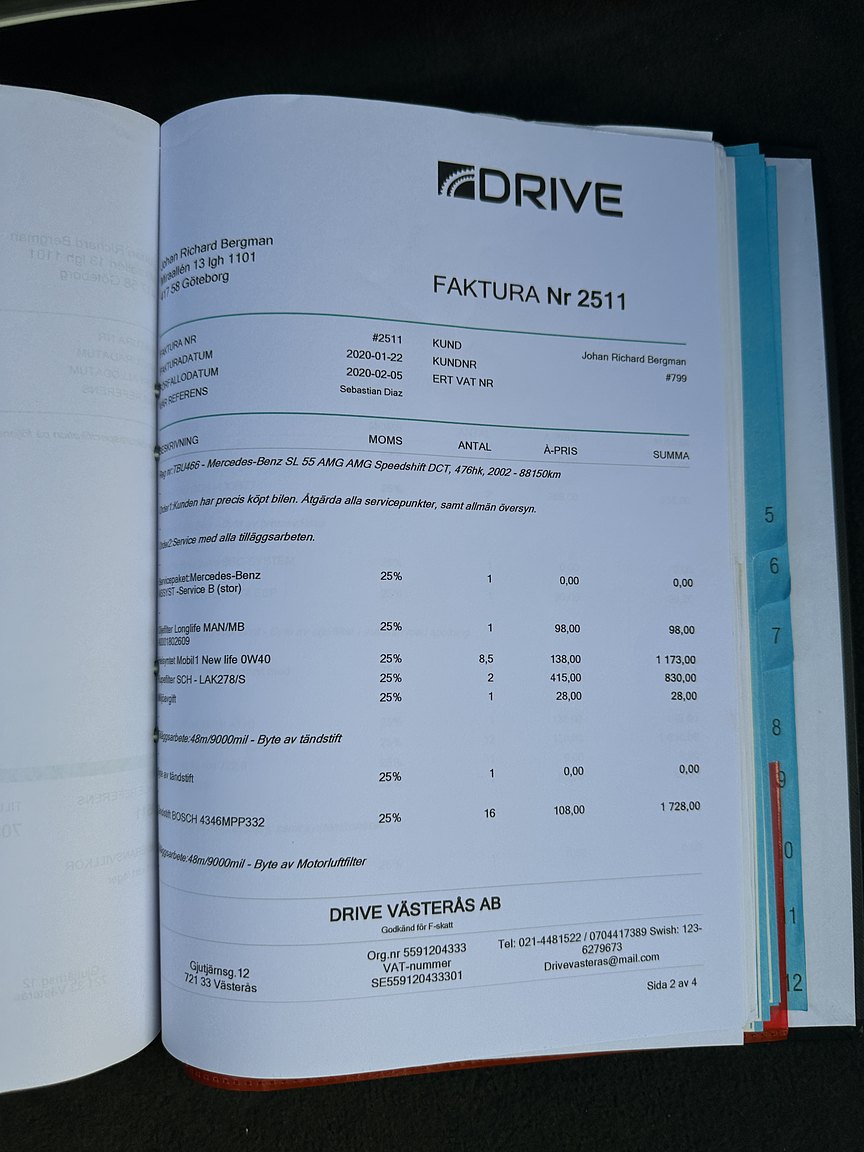 Documentation for 2002 Mercedes SL 55 AMG