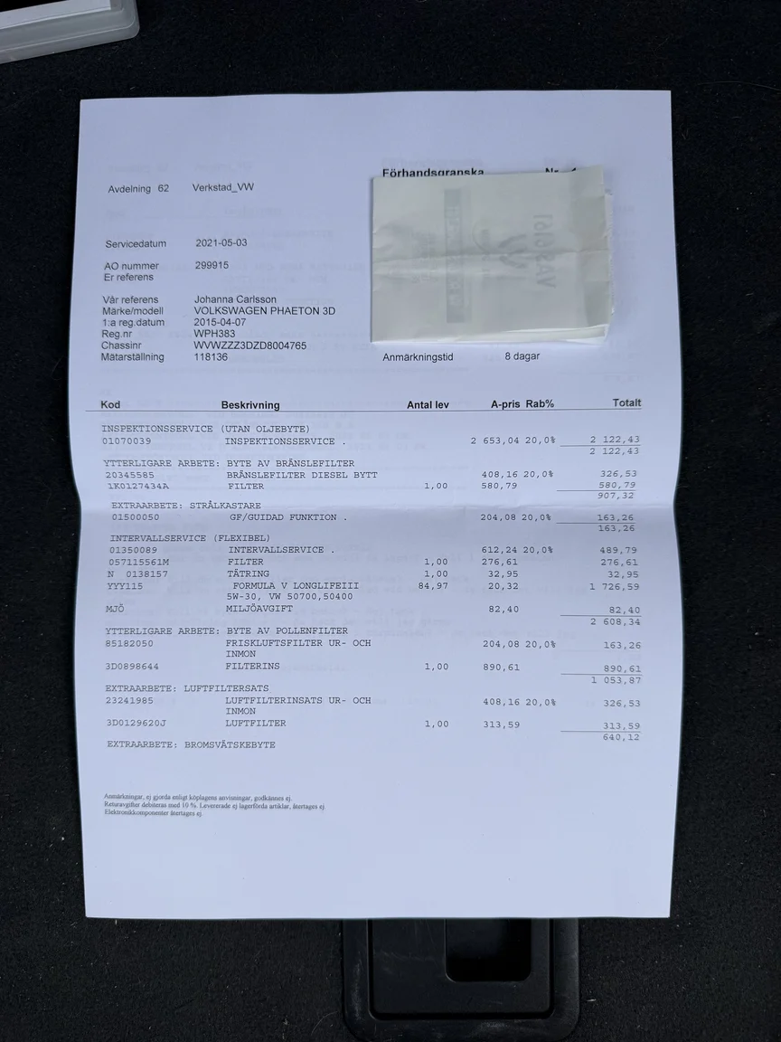 Documentation for 2013 Volkswagen Phaeton 3.0 TDI (9)