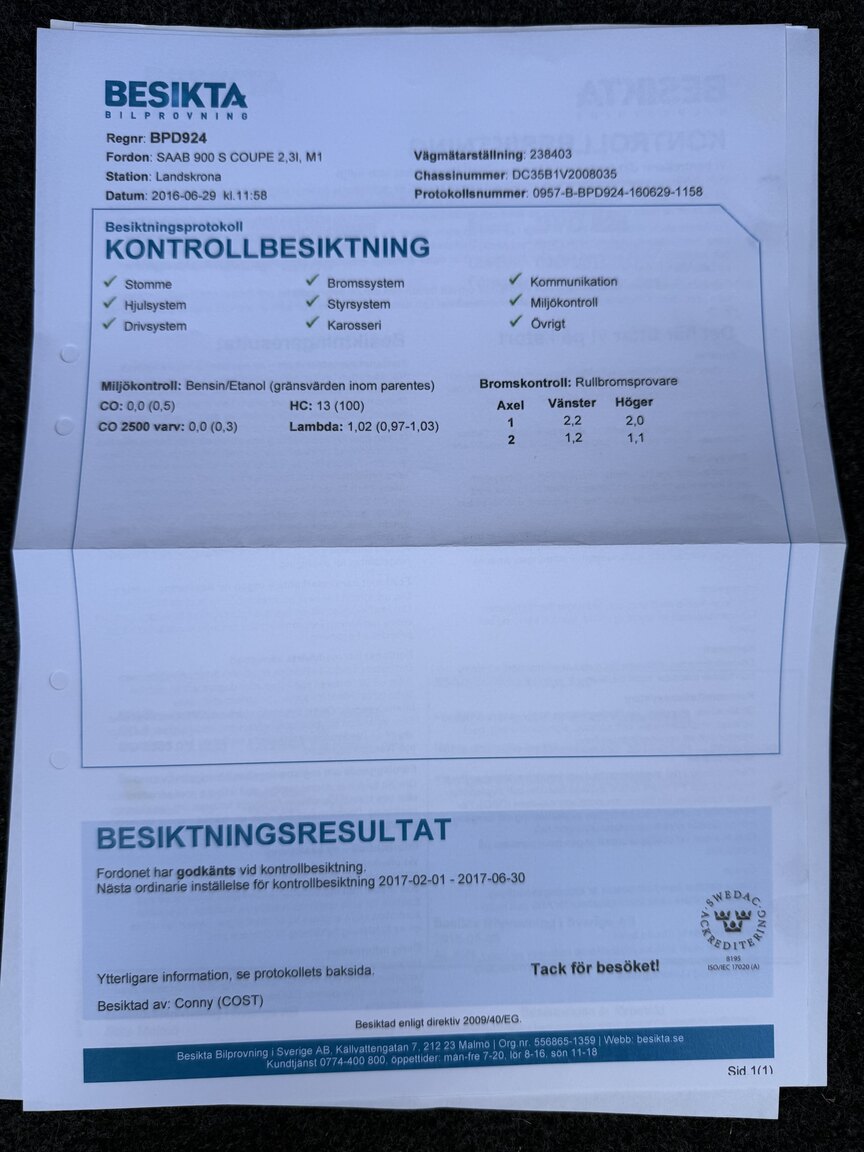 Dokumentation, 1997 SAAB 900