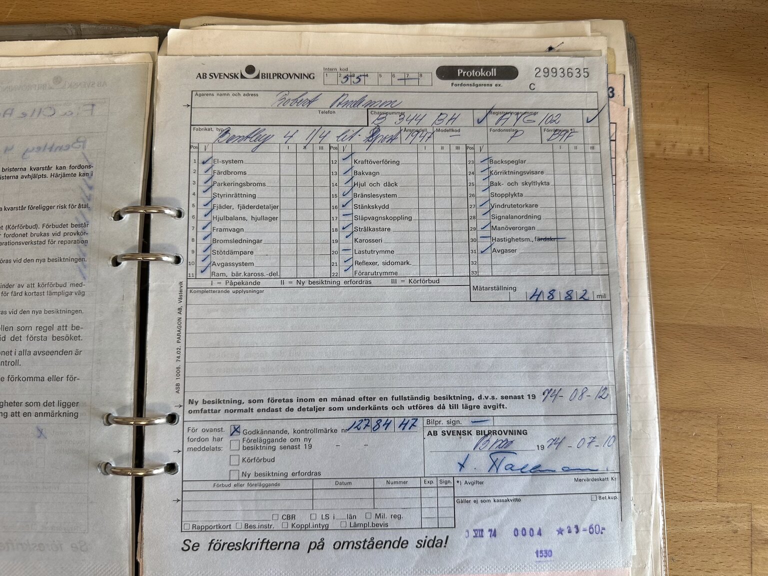 Documentation for 1947 Bentley Mark IV Sport Saloon