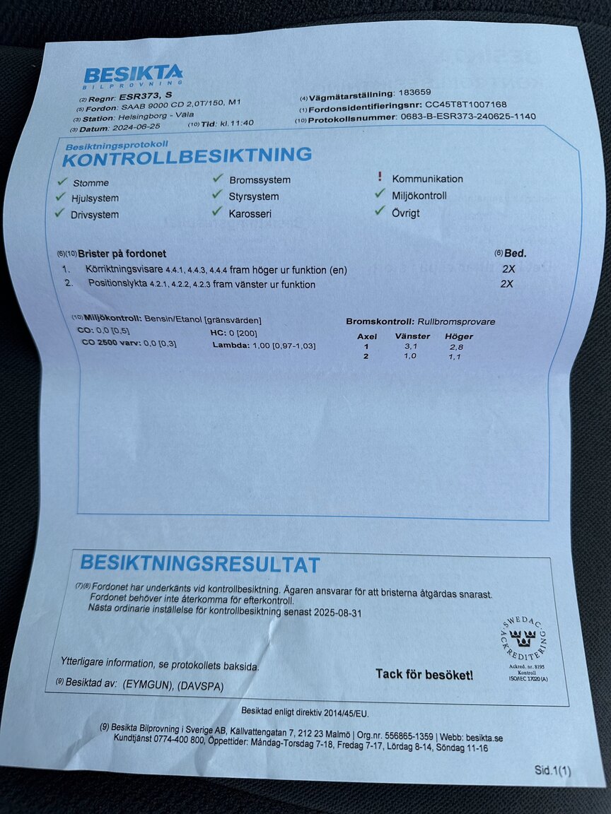Documentation for 1996 SAAB 9000
