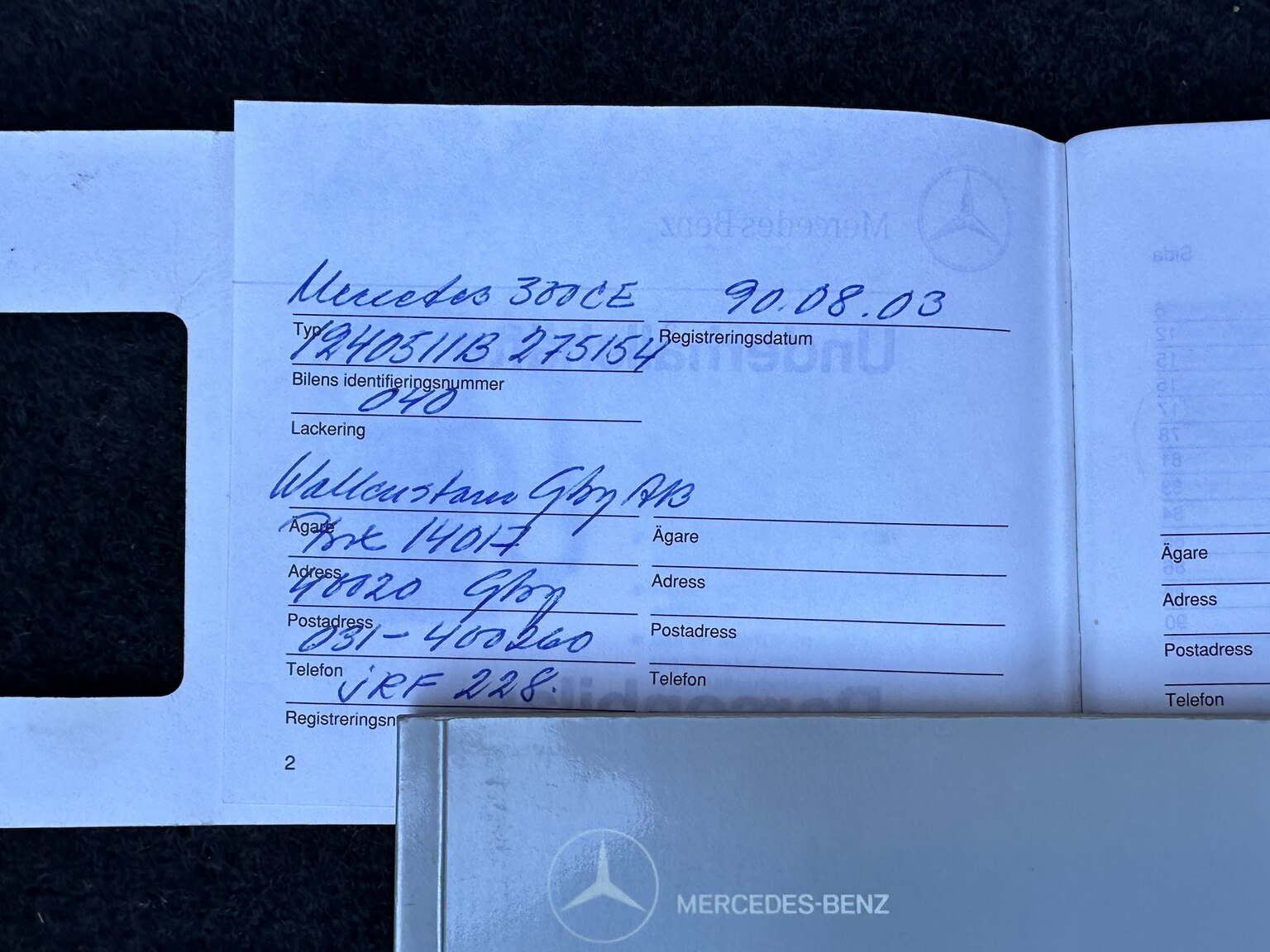 Dokumentation för 1990 Mercedes-Benz 300 CE 24V