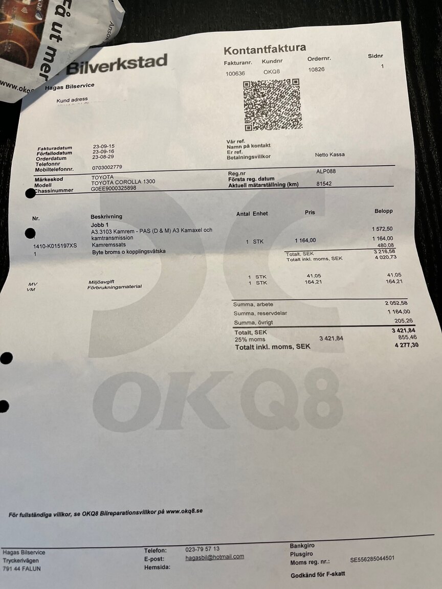 Documentation for 1991 Toyota Corolla 1300 XLI