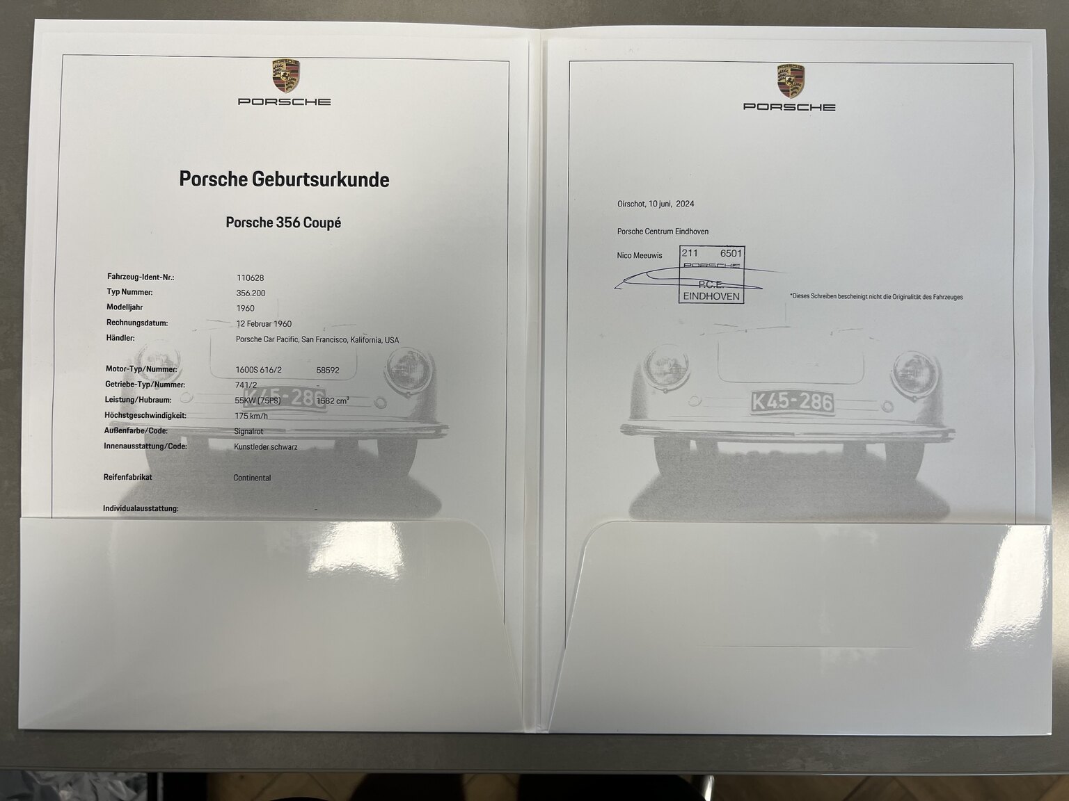 Documentation for 1960 Porsche 356