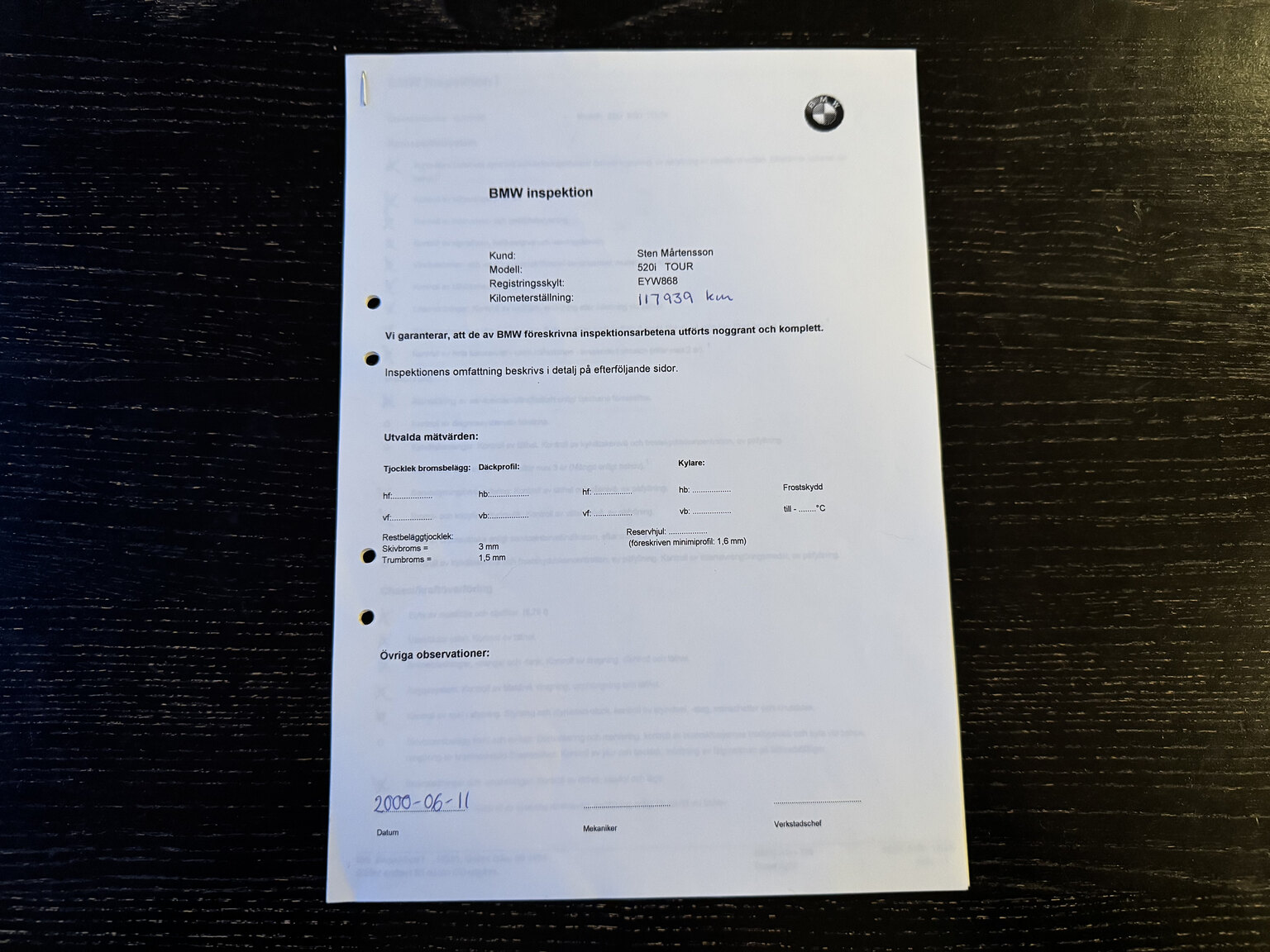 Dokumentation, 1996 BMW 520i Touring