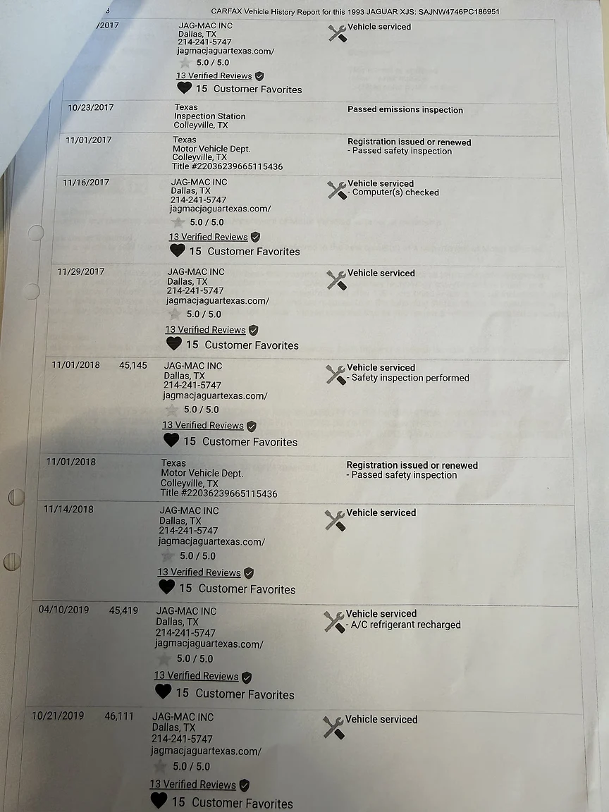Dokumentation för 1993 Jaguar XjS Cabriolet (5)