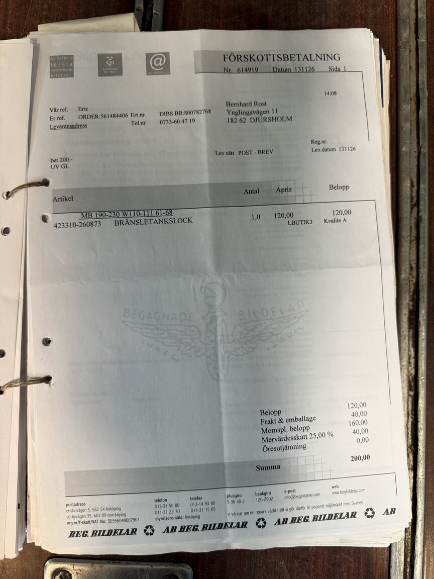 Documentation for 1967 Mercedes-Benz 230 Safari