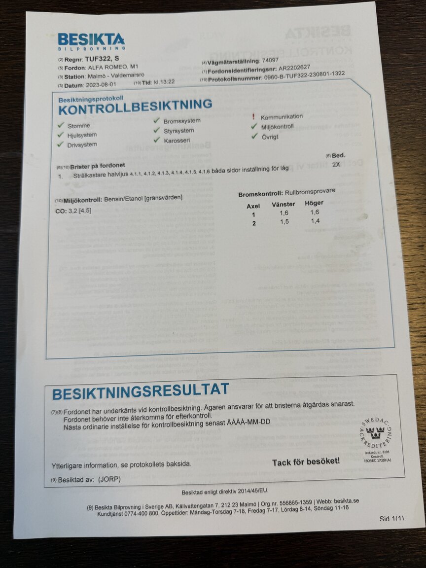 Dokumentation för 1974 Alfa Romeo GT 1600 Junior