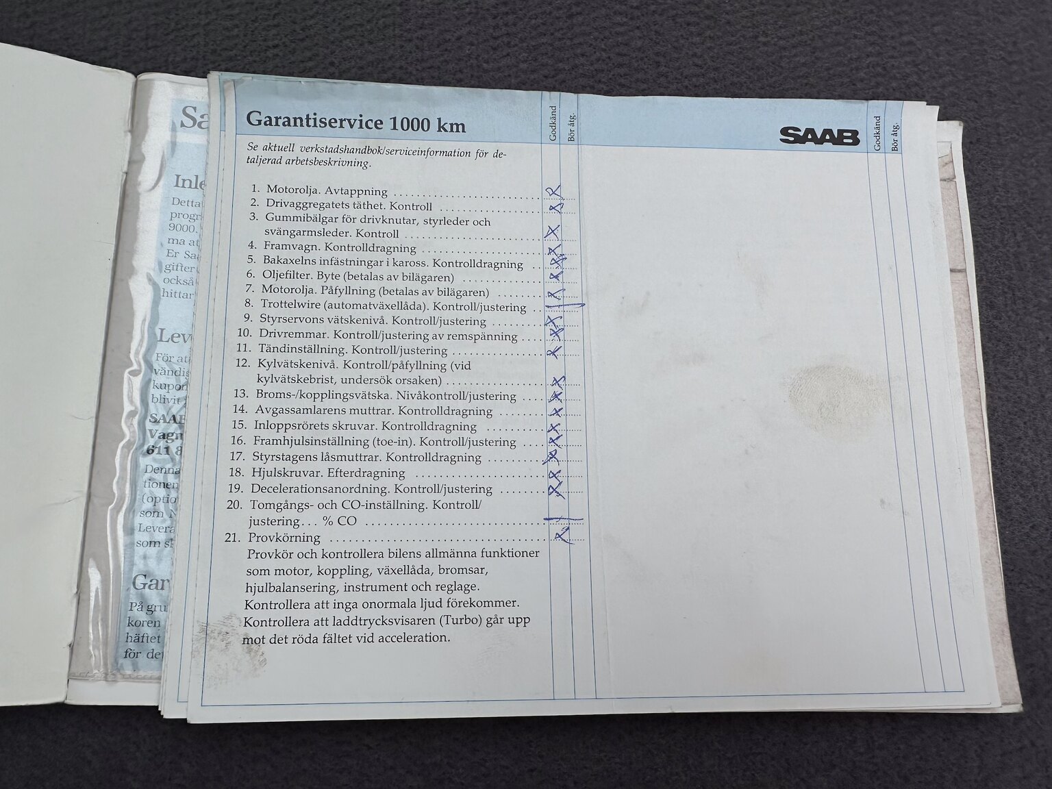 Dokumentation för 1988 SAAB 9000i