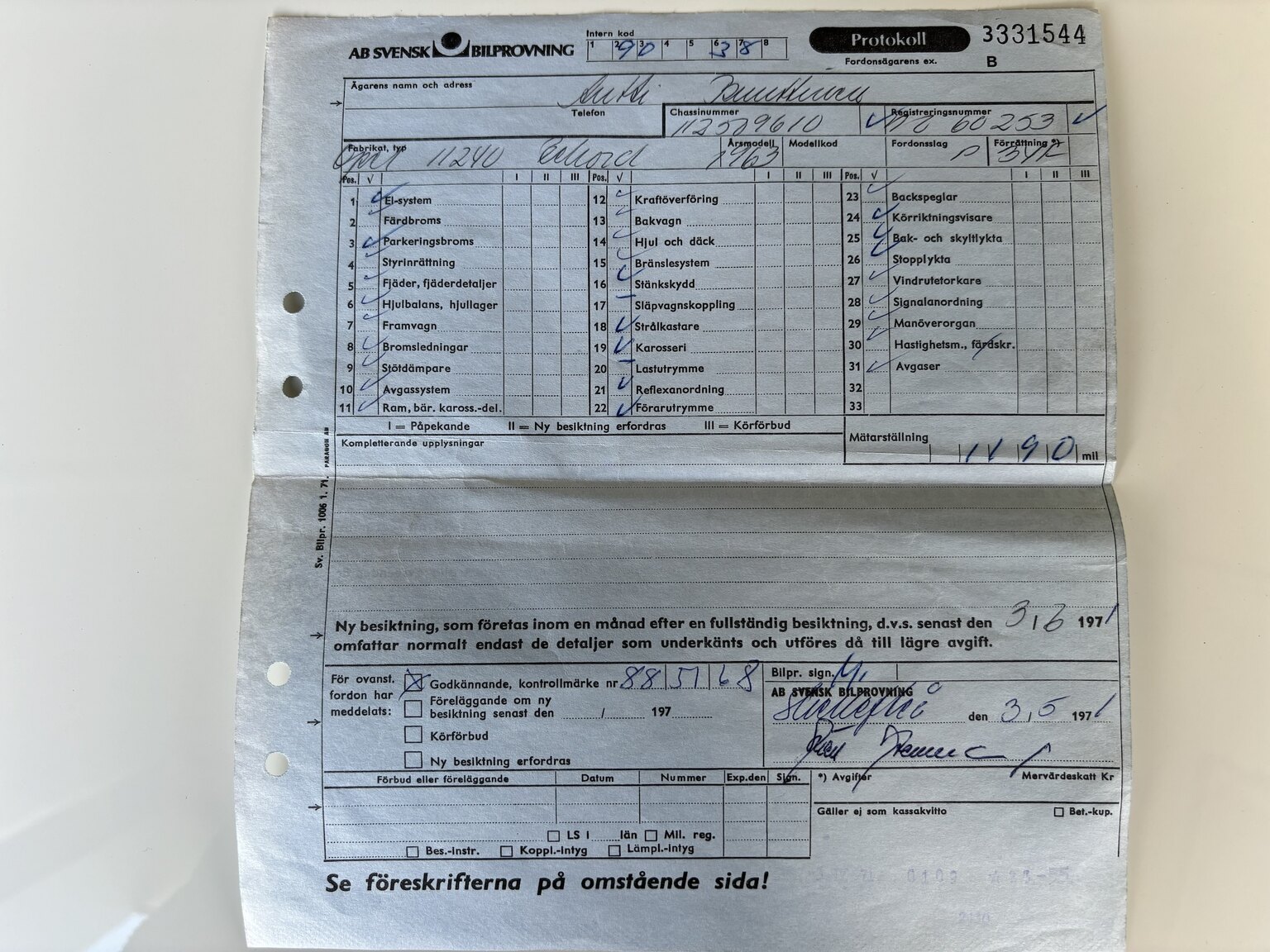 Documentation for 1965 Opel Record Deluxe