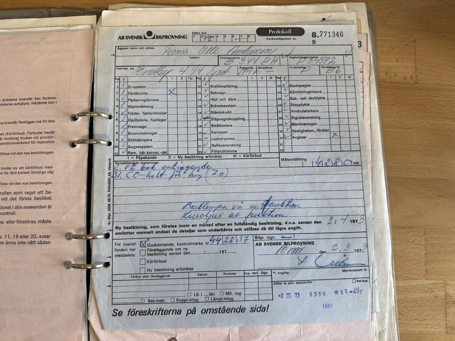 Documentation for 1947 Bentley Mark IV Sport Saloon