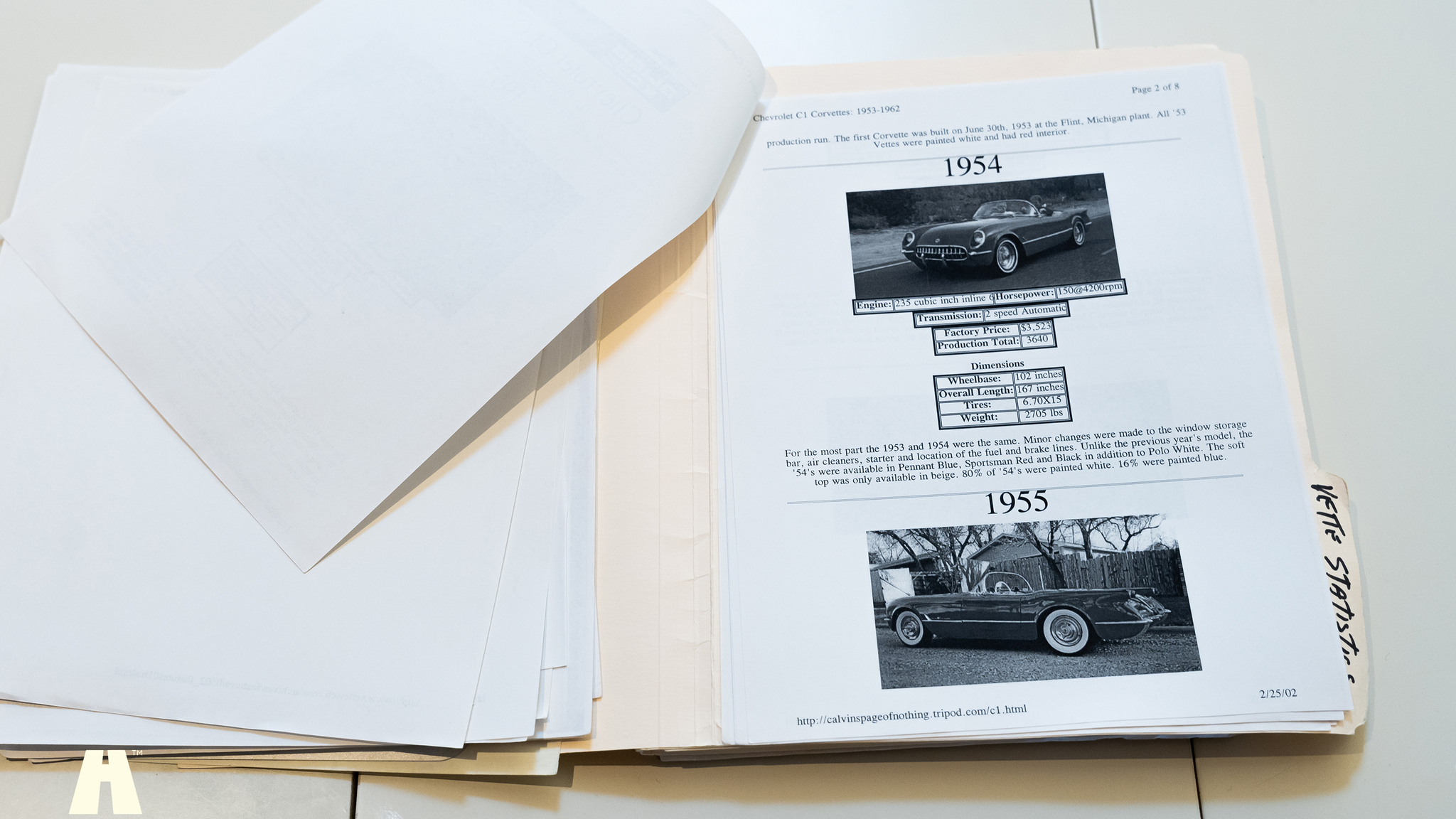 Documentation for 1960 Chevrolet Corvette