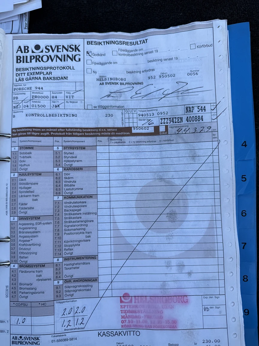 Dokumentation för 1984 PORSCHE 944 Targa (30)