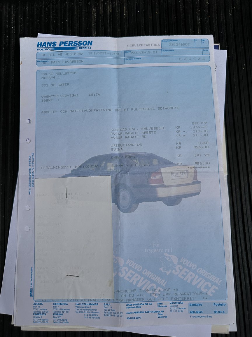 Dokumentation, 1974 Volvo 142 2.0