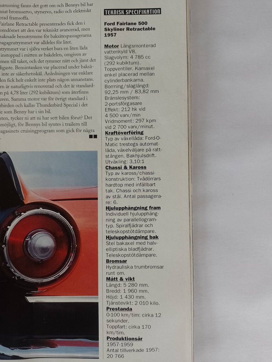 Dokumentation, 1957 Ford Fairlane 500 Skyliner Retract