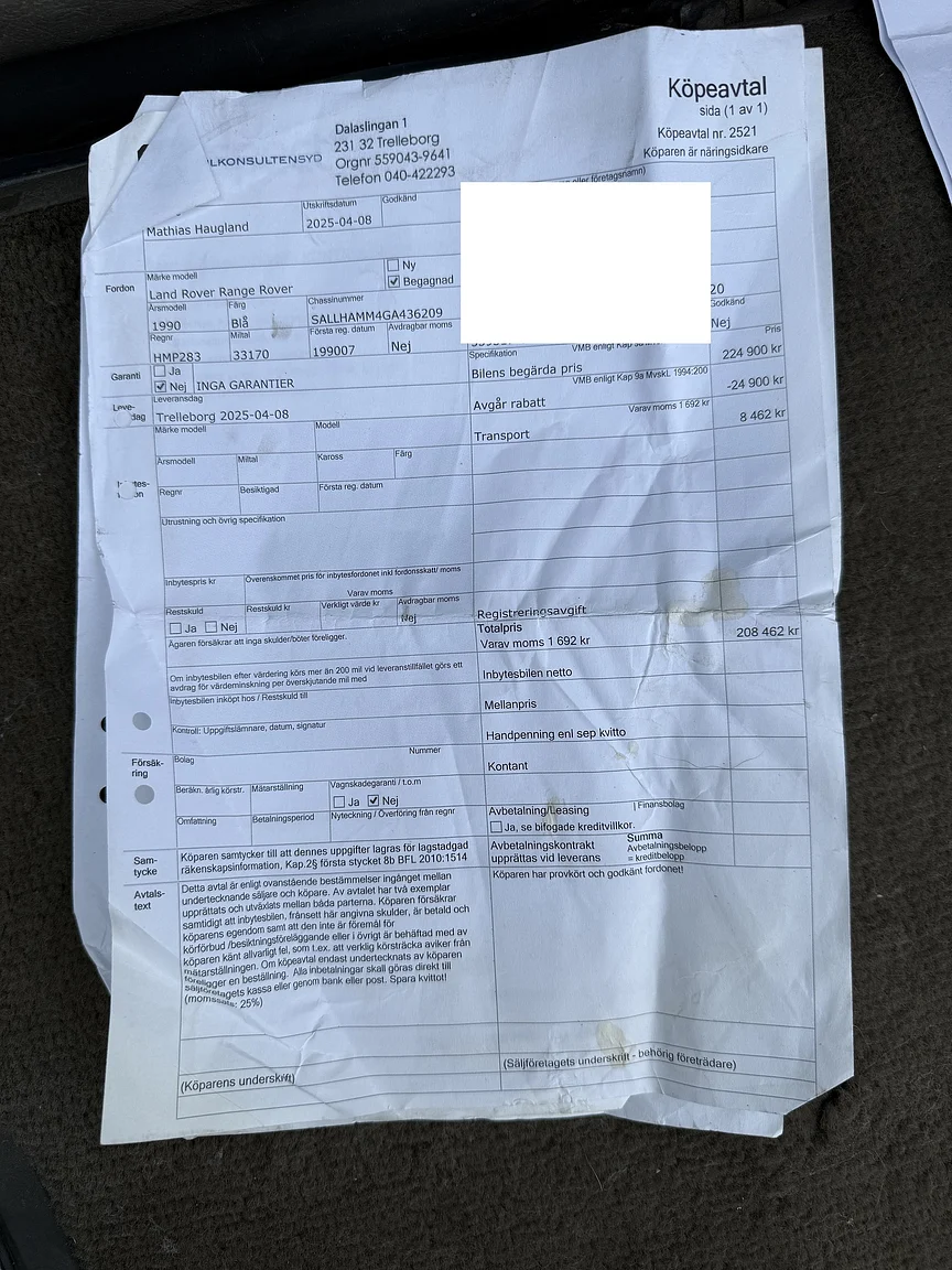 Documentation for 1990 Range Rover Vogue SE 3.9 (19)