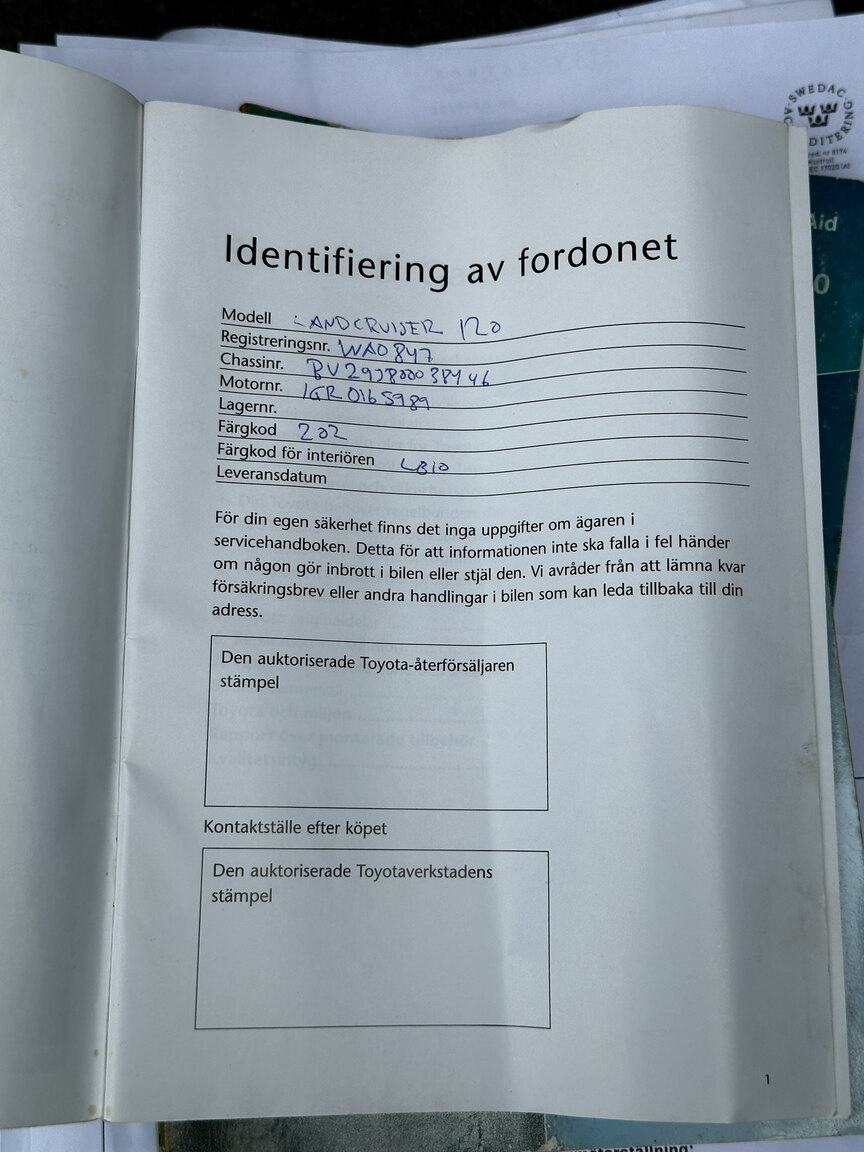 Dokumentation, 2004 Toyota Land Cruiser