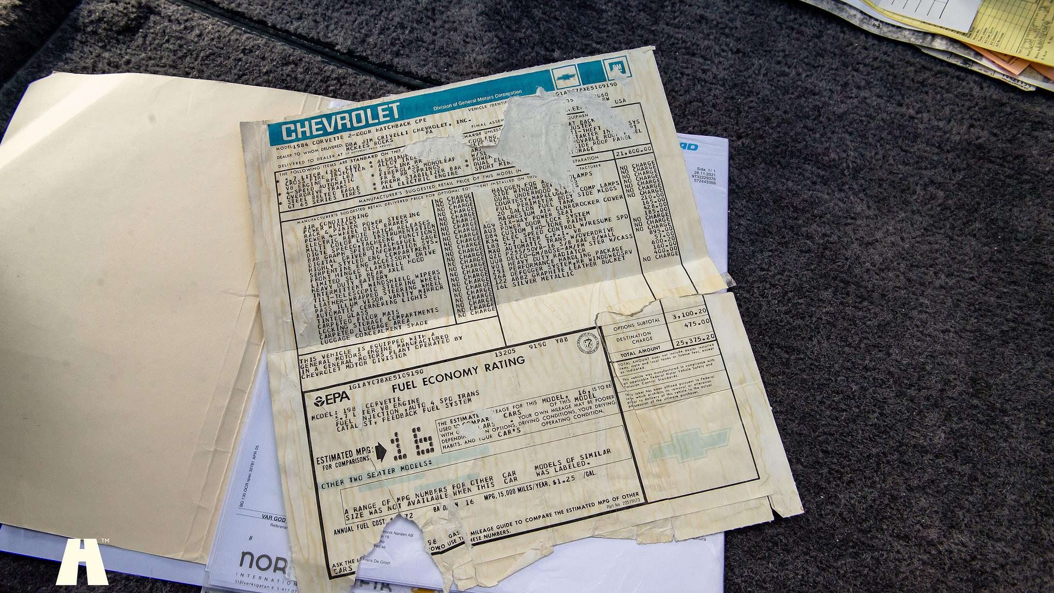 Documentation for 1984 Chevrolet Corvette C4