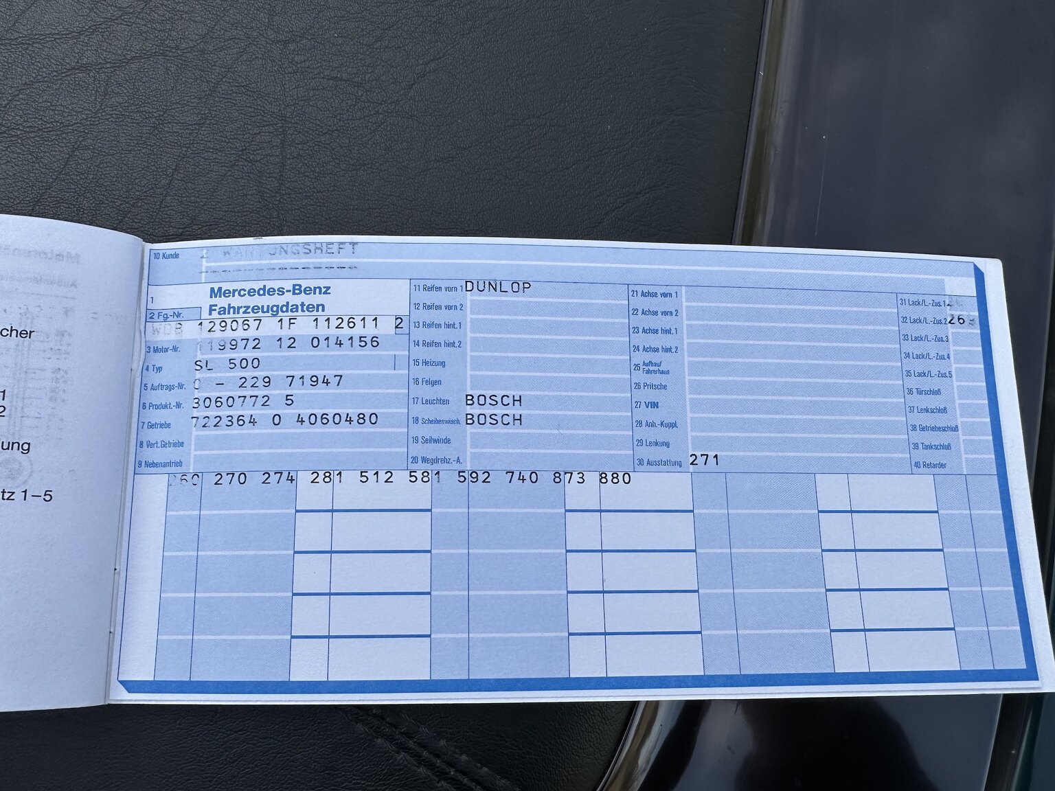 Dokumentation, 1995 Mercedes-Benz SL 500