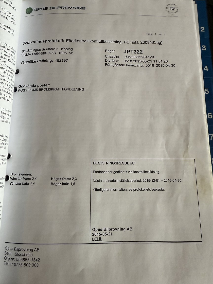 Documentation for 1995 Volvo 850 T-5R