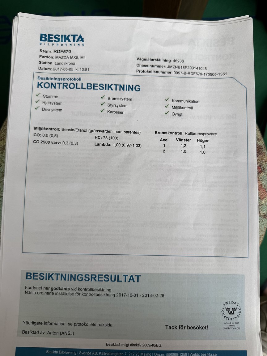 Dokumentation för 1999 Mazda MX-5