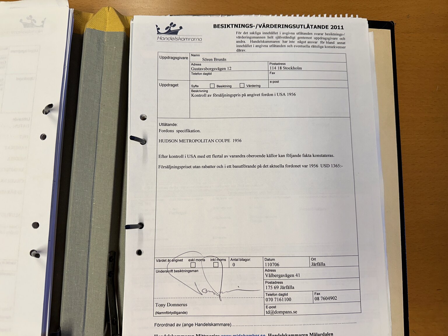 Documentation for 1956 Hudson Metropolitan