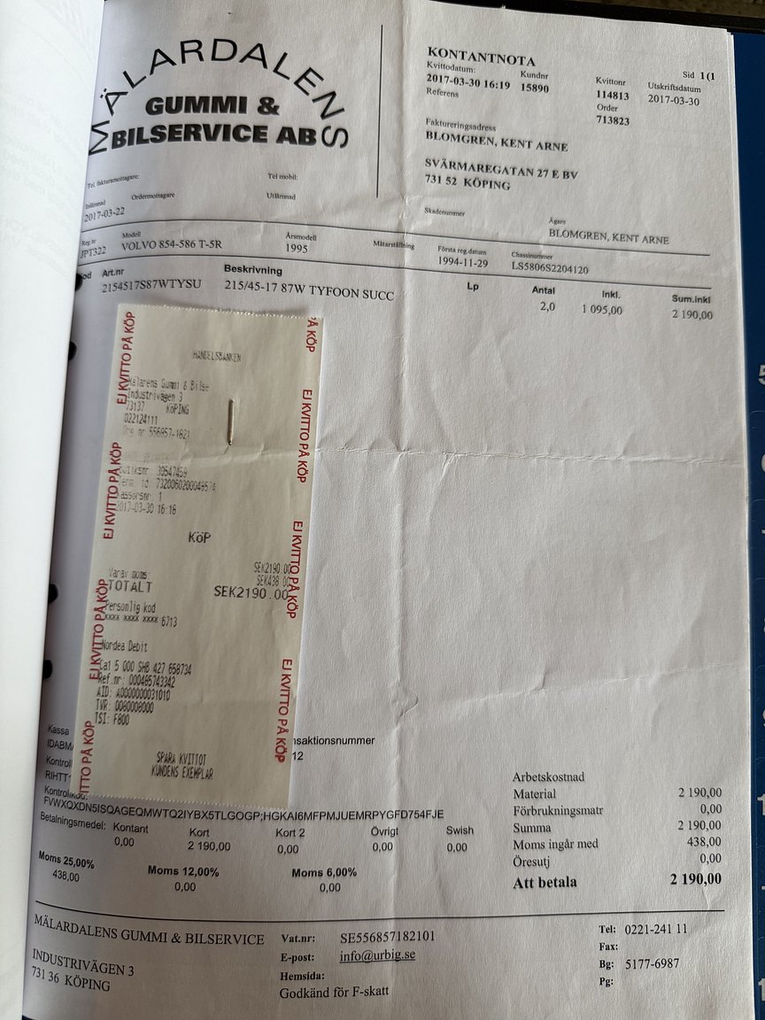 Documentation for 1995 Volvo 850 T-5R