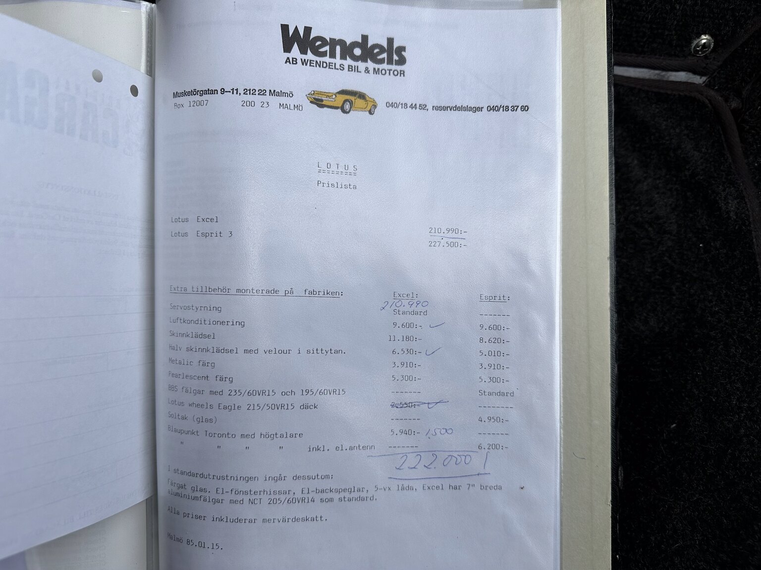 Dokumentation för 1987 Lotus Esprit Turbo HCi (23)