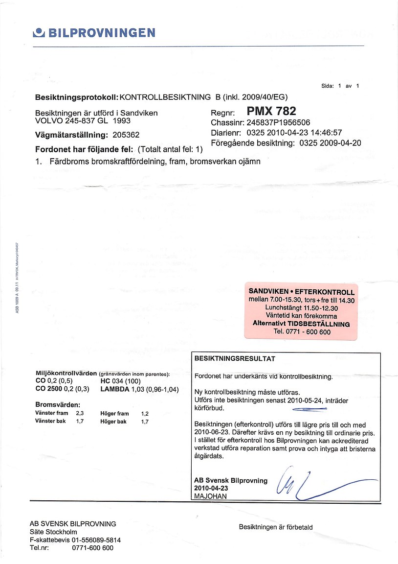 Dokumentation för 1993 Volvo 245 GL Classic "No Reserve Auction"