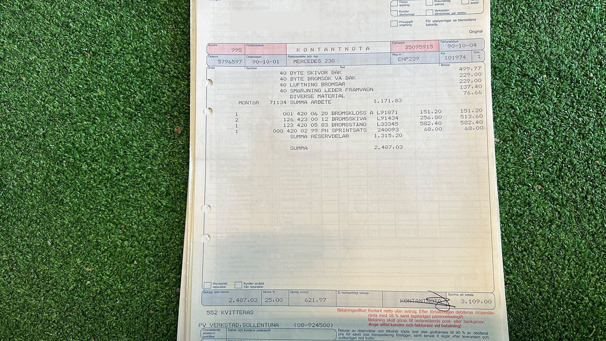 Dokumentation för 1979 Mercedes Benz 230